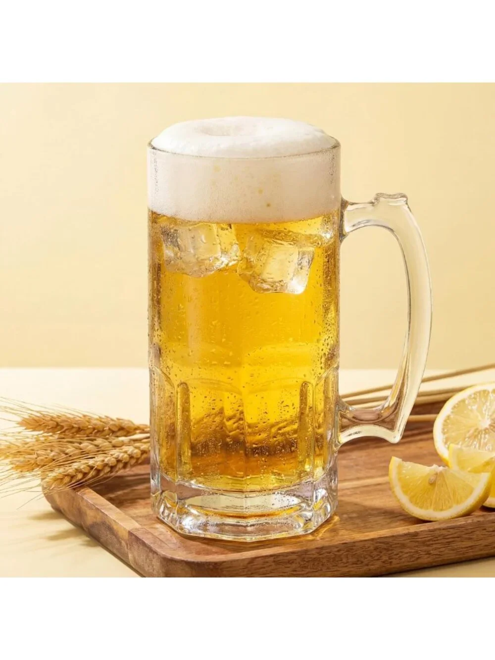 Extra Large 34 oz Glass Beer Mugs Set of 4 with Handles - Perfect for Parties!